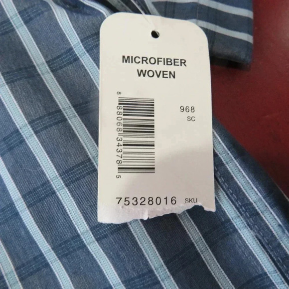 GNW Great Northwest Stripe Shirt Mens M Blue Gray Button Up Short Sleeve - Picture 4 of 7